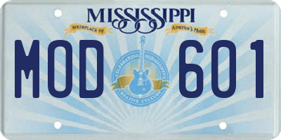 MS license plate MOD601