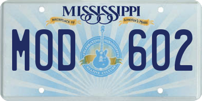 MS license plate MOD602