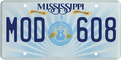 MS license plate MOD608