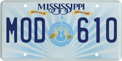 MS license plate MOD610