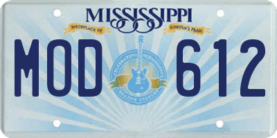 MS license plate MOD612