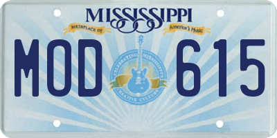 MS license plate MOD615