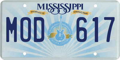 MS license plate MOD617