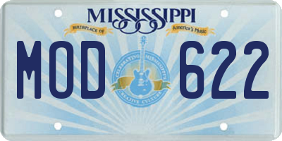 MS license plate MOD622