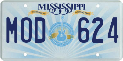 MS license plate MOD624