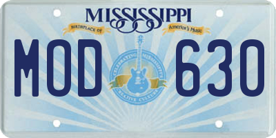 MS license plate MOD630