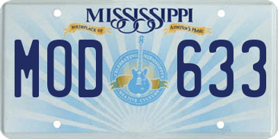MS license plate MOD633