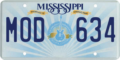 MS license plate MOD634