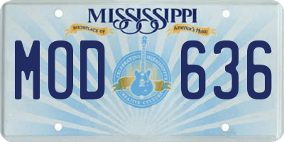 MS license plate MOD636