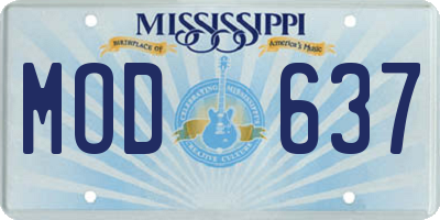 MS license plate MOD637