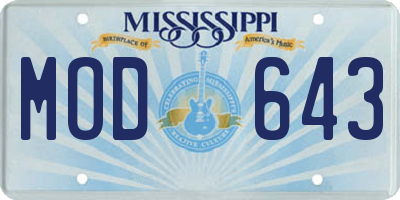 MS license plate MOD643