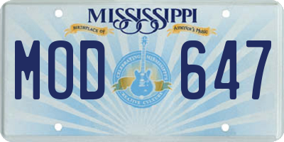 MS license plate MOD647