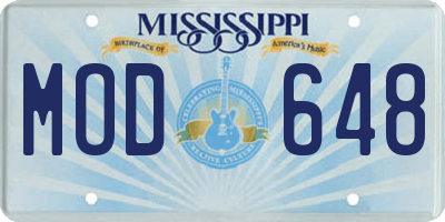 MS license plate MOD648