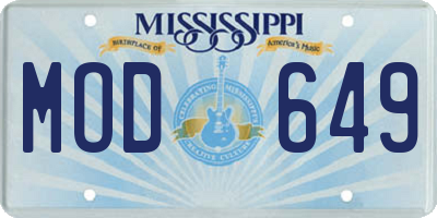 MS license plate MOD649