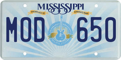MS license plate MOD650