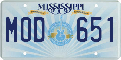 MS license plate MOD651