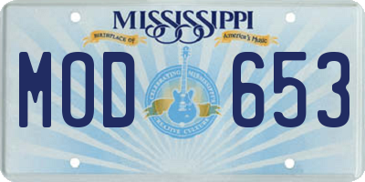 MS license plate MOD653