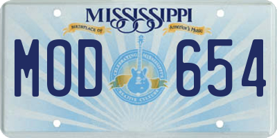 MS license plate MOD654