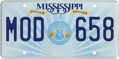 MS license plate MOD658