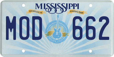 MS license plate MOD662