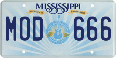 MS license plate MOD666