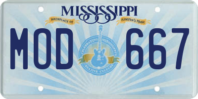 MS license plate MOD667