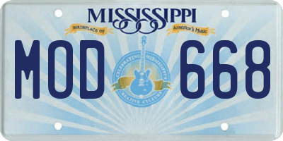 MS license plate MOD668