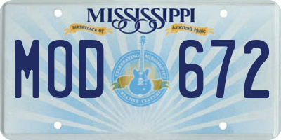 MS license plate MOD672