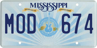 MS license plate MOD674