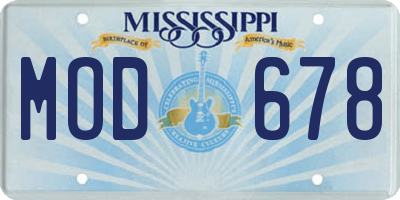 MS license plate MOD678