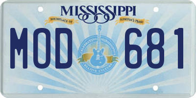 MS license plate MOD681