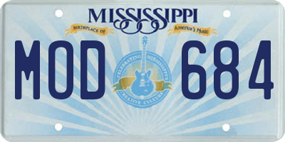 MS license plate MOD684