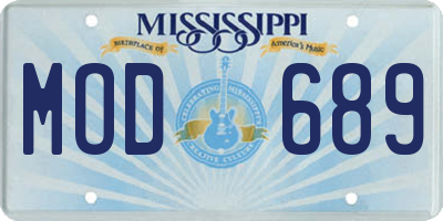 MS license plate MOD689
