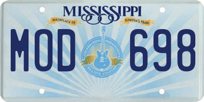 MS license plate MOD698