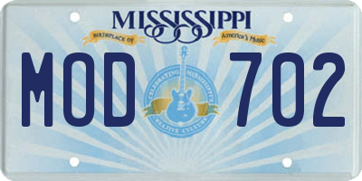 MS license plate MOD702