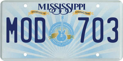 MS license plate MOD703