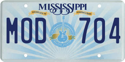 MS license plate MOD704