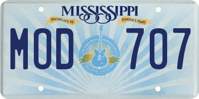 MS license plate MOD707
