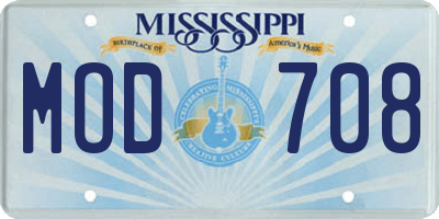 MS license plate MOD708
