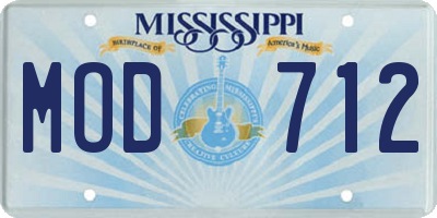 MS license plate MOD712