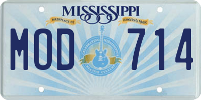 MS license plate MOD714