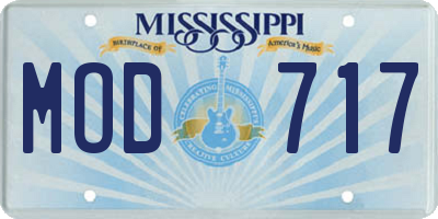 MS license plate MOD717