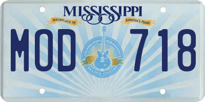 MS license plate MOD718