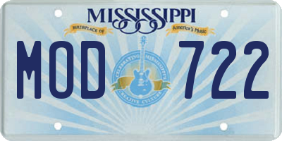 MS license plate MOD722