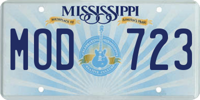 MS license plate MOD723
