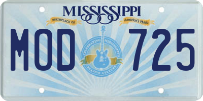 MS license plate MOD725