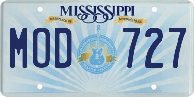 MS license plate MOD727