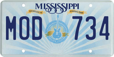 MS license plate MOD734