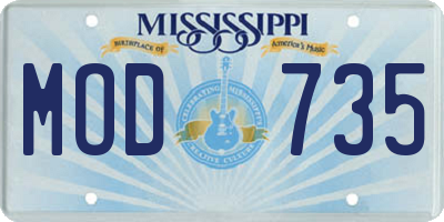 MS license plate MOD735