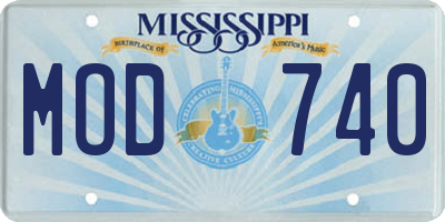 MS license plate MOD740